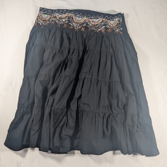 Nolita Dresses & Skirts - Nolita Cotton Black Embroidered and Sequin Pleated Midi Skirt Size Small